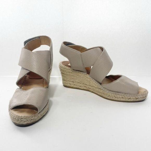 Kanna Ania Cross Front Wedge Espadrille Pebbled Beige Sandal Spain Sz EU 39 US 8 - Picture 5 of 9